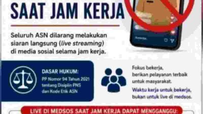 BKPSDM Majene Tegaskan Larangan Live Media Sosial Saat Jam Kerja bagi ASN